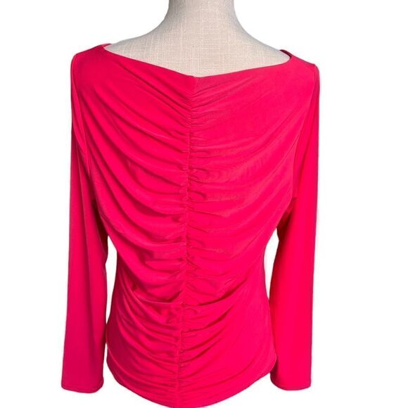 J.Crew Ruched long-sleeve matte jersey top Dragon Fruit NWT L - Picture 3 of 6